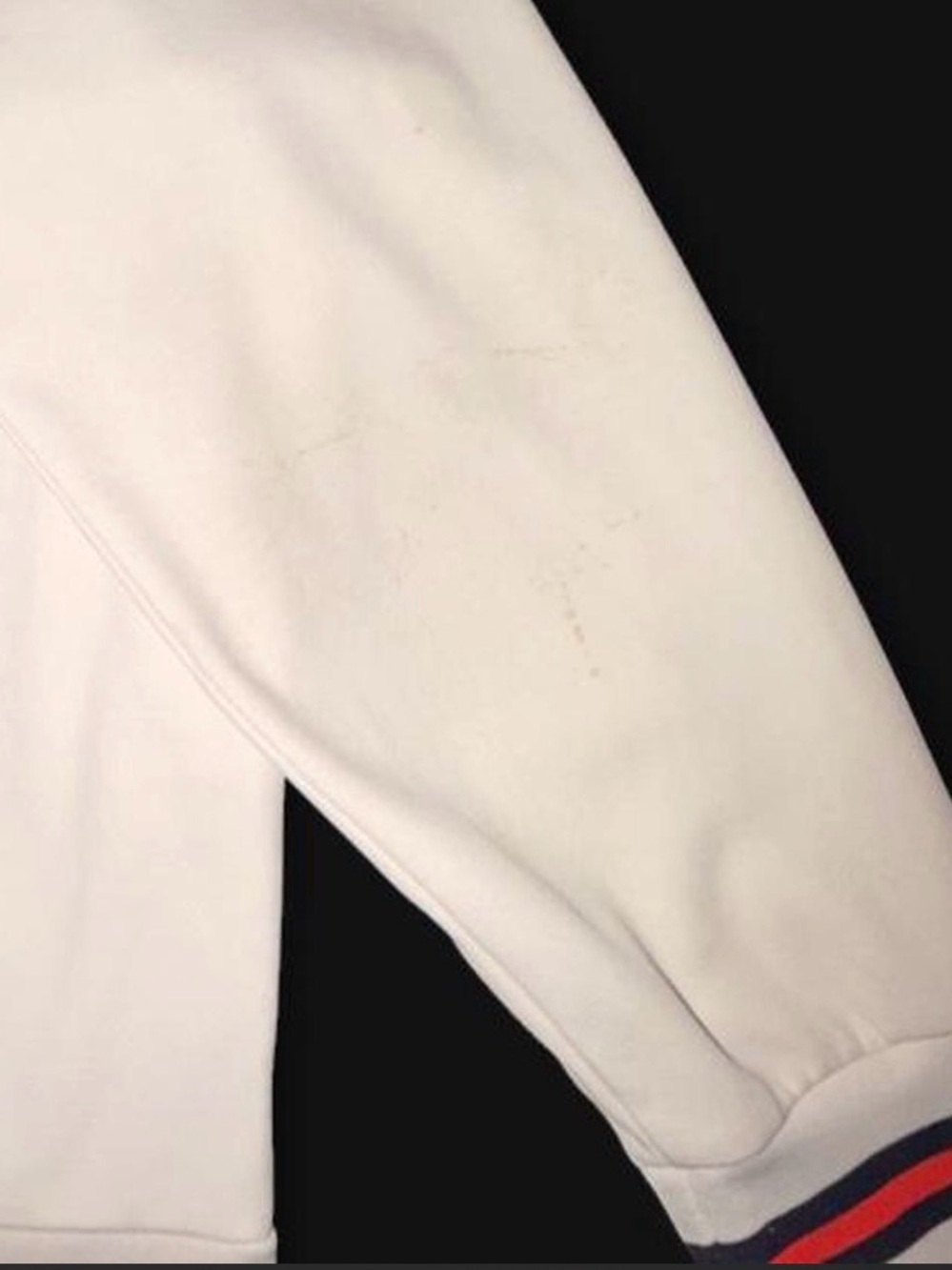 Ralph Lauren White Jacket with Navy Shoulder Panels & Striped Collar - Picture 6 of 7